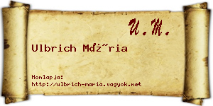 Ulbrich Mária névjegykártya